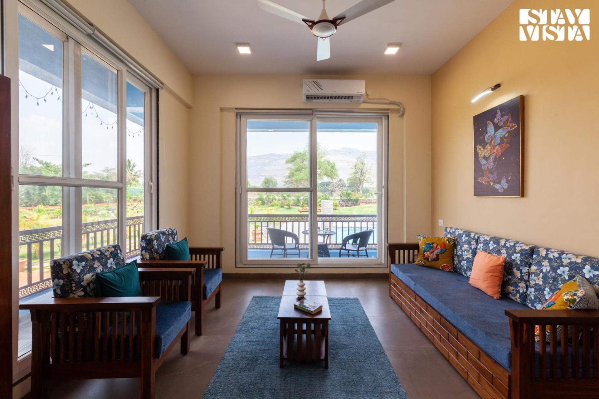 Stayvista'S Hillside Meadows - Mountainside Retreat With Farm View, Pool & Deck, Lawn & Gazebo Chinchavli Exterior photo
