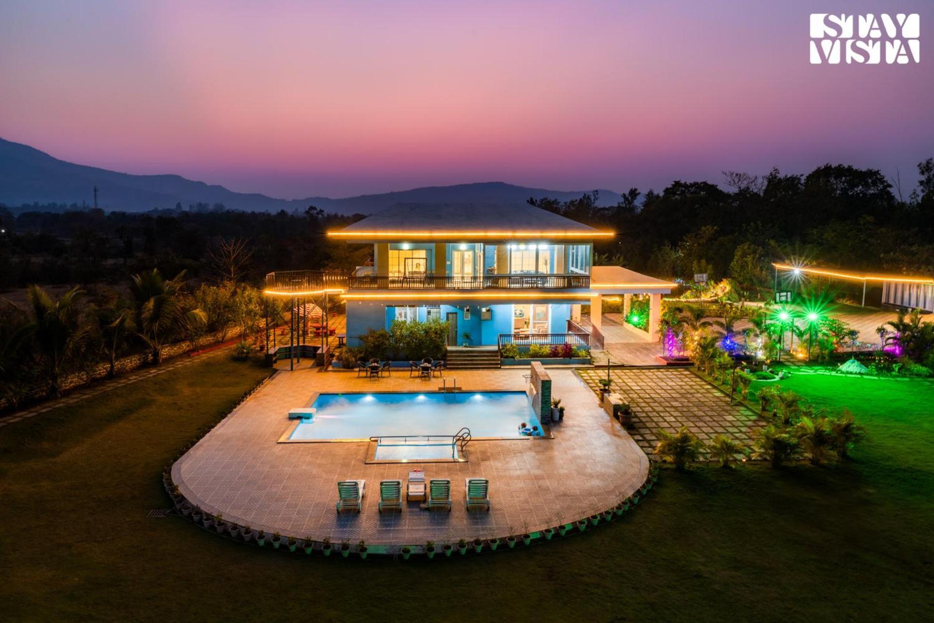 Stayvista'S Hillside Meadows - Mountainside Retreat With Farm View, Pool & Deck, Lawn & Gazebo Chinchavli Exterior photo